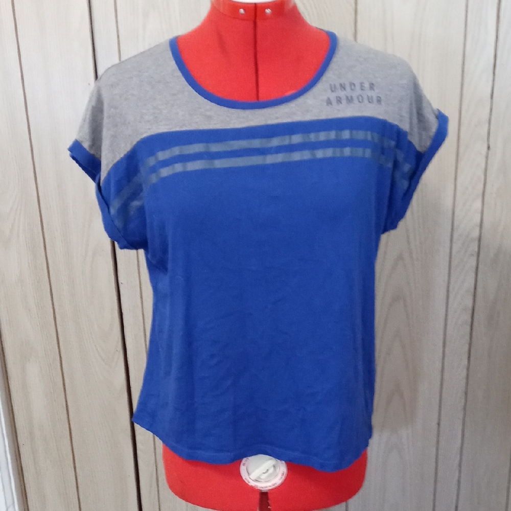Under Armour Women's Blue and Gray Short Sleeve Tee